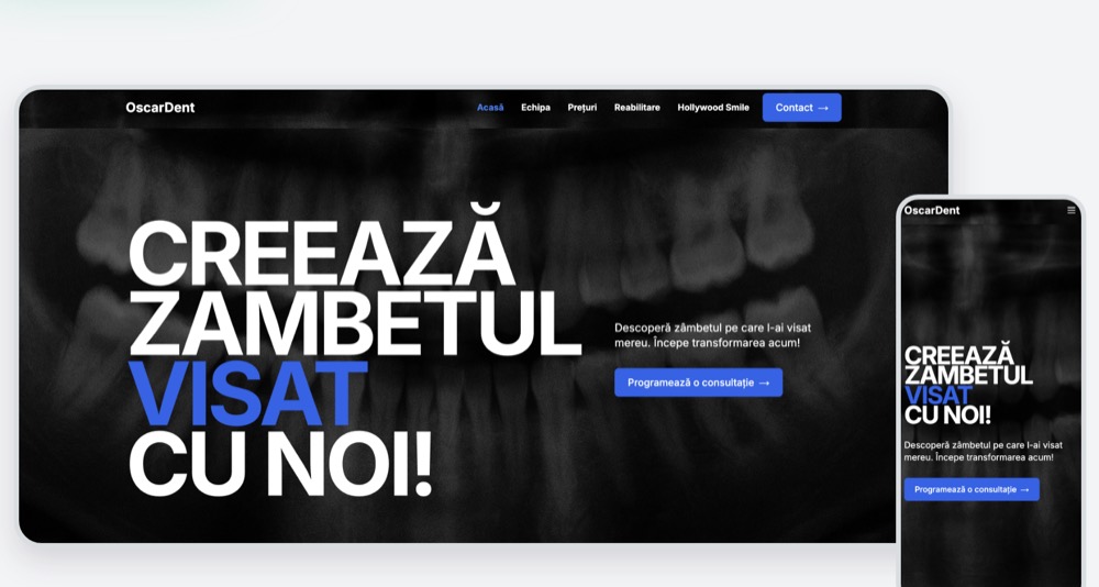 Clinica Dentară OscarDent, mockup de proiect